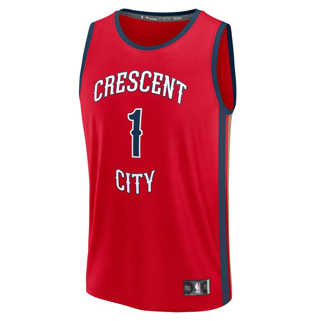 New Orleans Pelicans Zion Williamson Fanatics Fast Break Replica Player Jersey - Statement Edition - Red