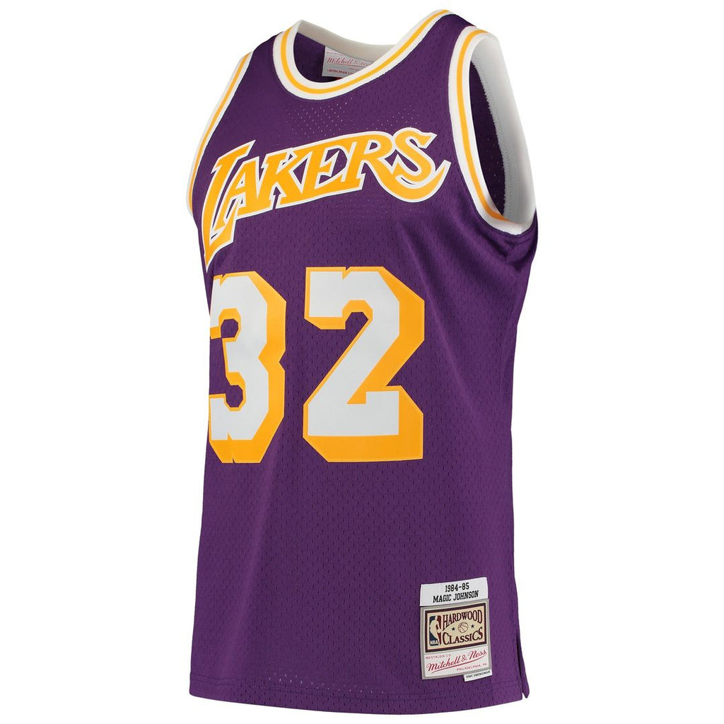 Los Angeles Lakers Magic Johnson Mitchell & Ness 1984/85 Hardwood Classics Swingman Jersey - Purple