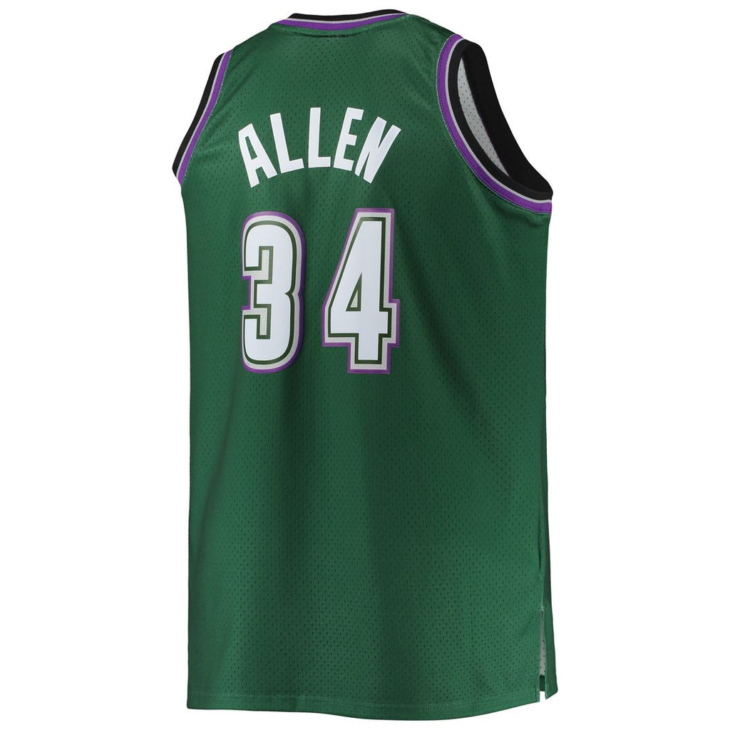 Milwaukee Bucks Ray Allen Mitchell & Ness Big & Tall 1996/97 Hardwood Classics Swingman Jersey - Hunter Green