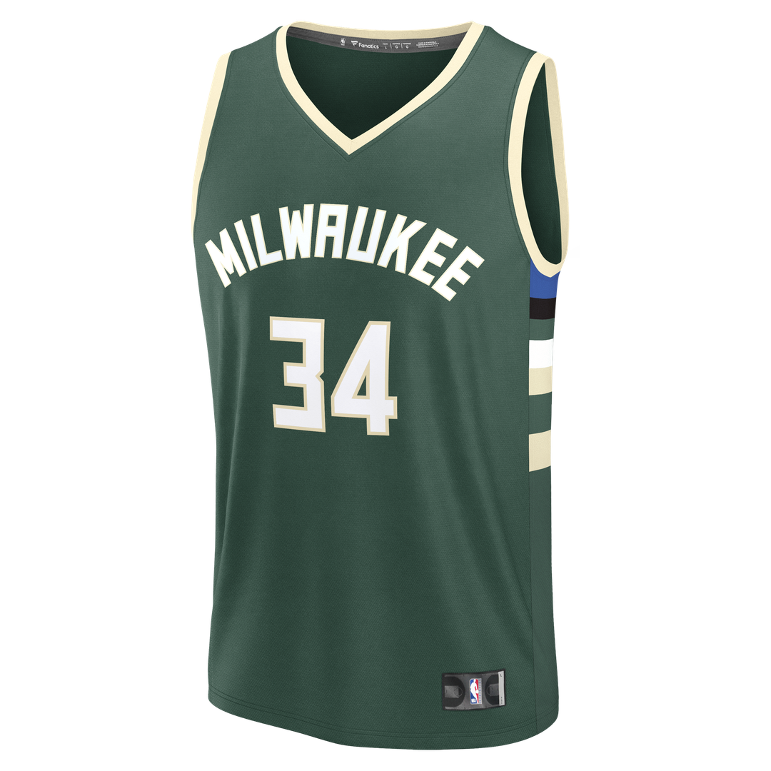 Milwaukee Bucks Giannis Antetokounmpo Fanatics Youth Fast Break Replica Player Jersey - Icon Edition - Hunter Green