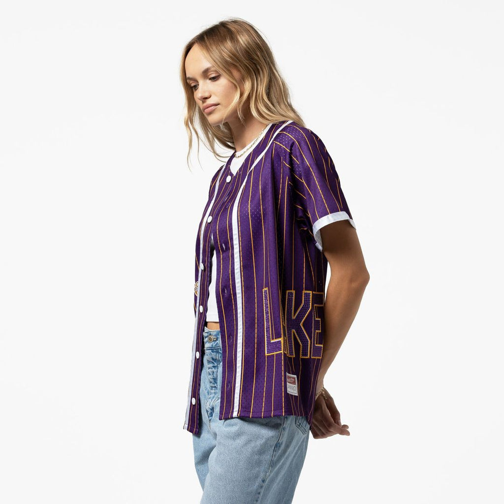 Los Angeles Lakers Mitchell & Ness x DANNIJO Women's Fashion Baseball Jersey - Purple
