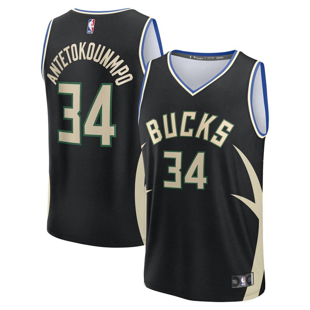 Milwaukee Bucks Giannis Antetokounmpo Fanatics Fast Break Replica Player Jersey - Statement Edition - Black