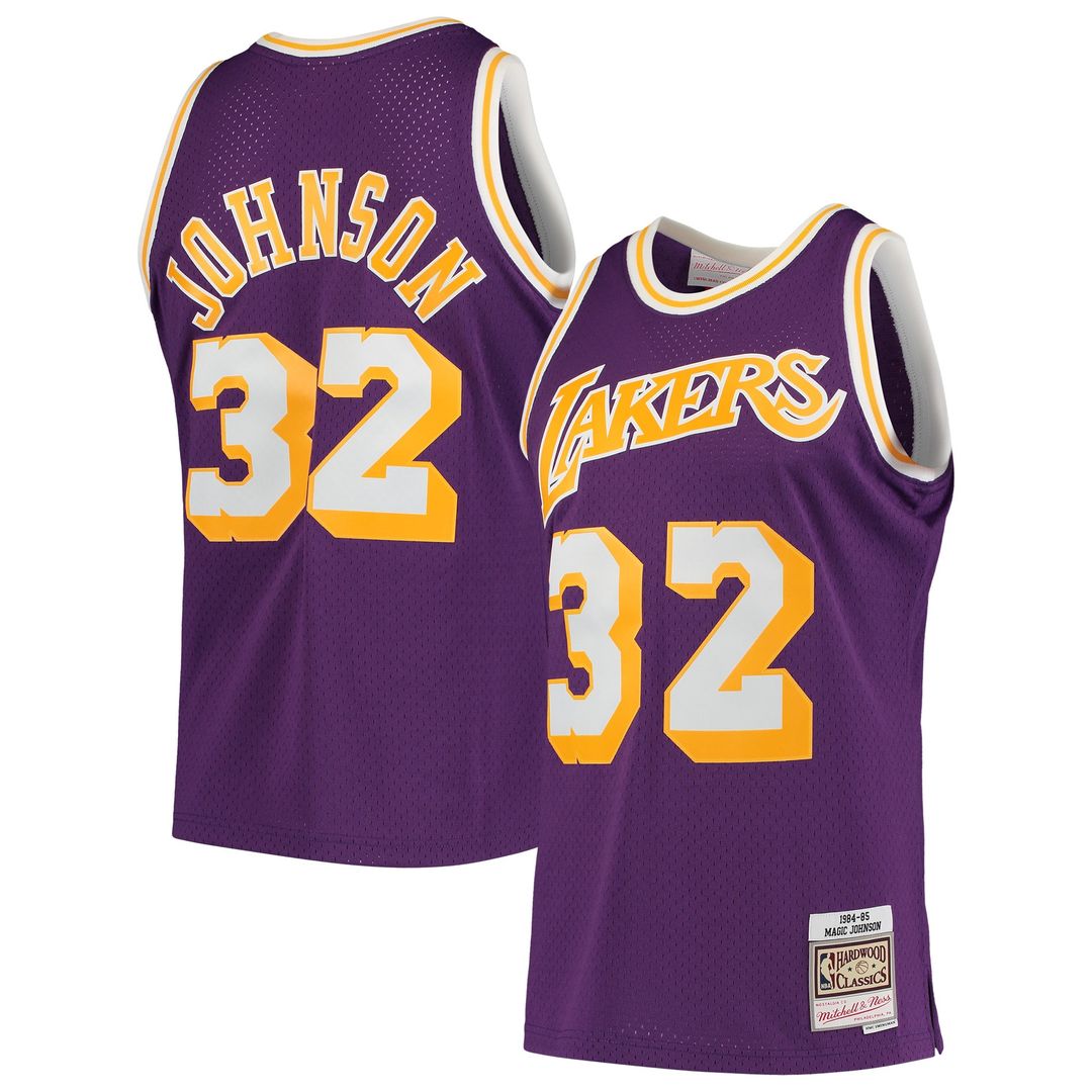 Los Angeles Lakers Magic Johnson Mitchell & Ness 1984/85 Hardwood Classics Swingman Jersey - Gold