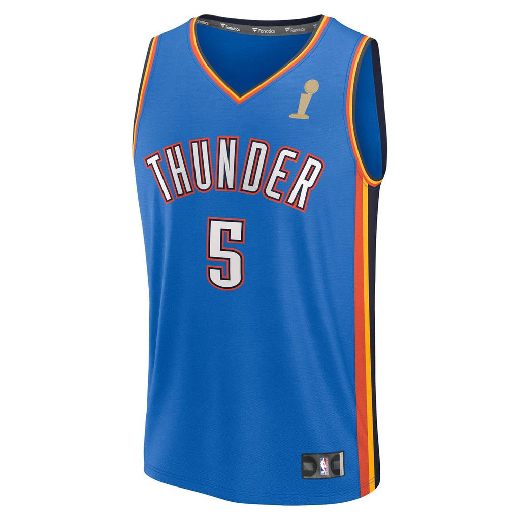 Oklahoma City Thunder Luguentz Dort Fanatics Youth 2025 NBA Finals Champions Fast Break Replica Player Jersey - Blue - Icon Edition