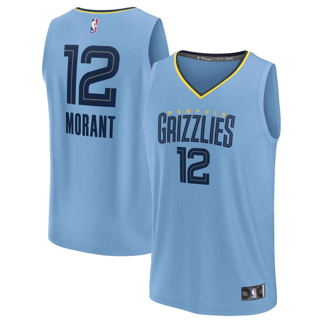 Memphis Grizzlies Ja Morant Fanatics Youth Fast Break Replica Player Jersey - Statement Edition - Light Blue