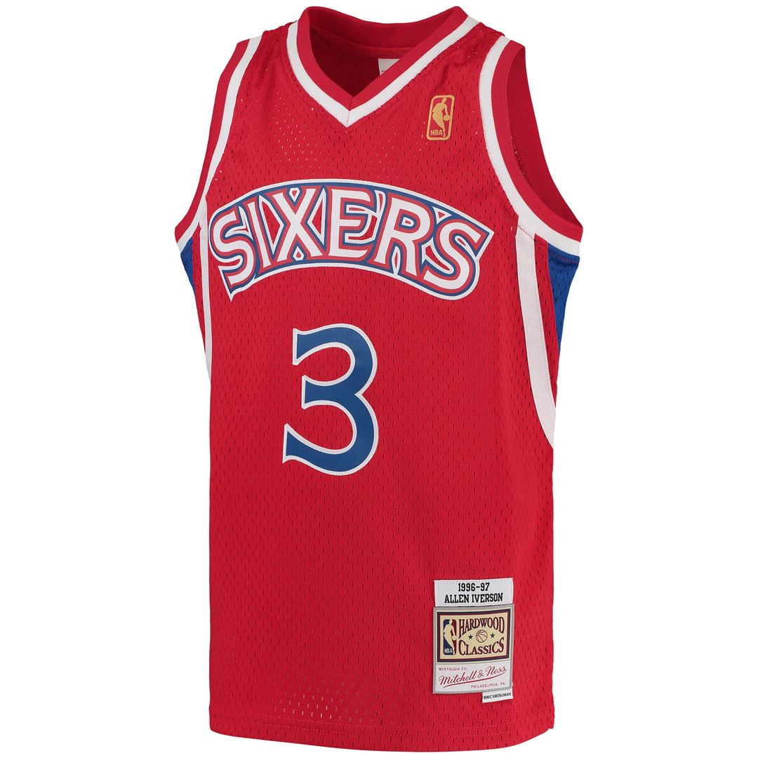 Philadelphia 76ers Allen Iverson Mitchell & Ness Youth Hardwood Classics Swingman Throwback Jersey - Black