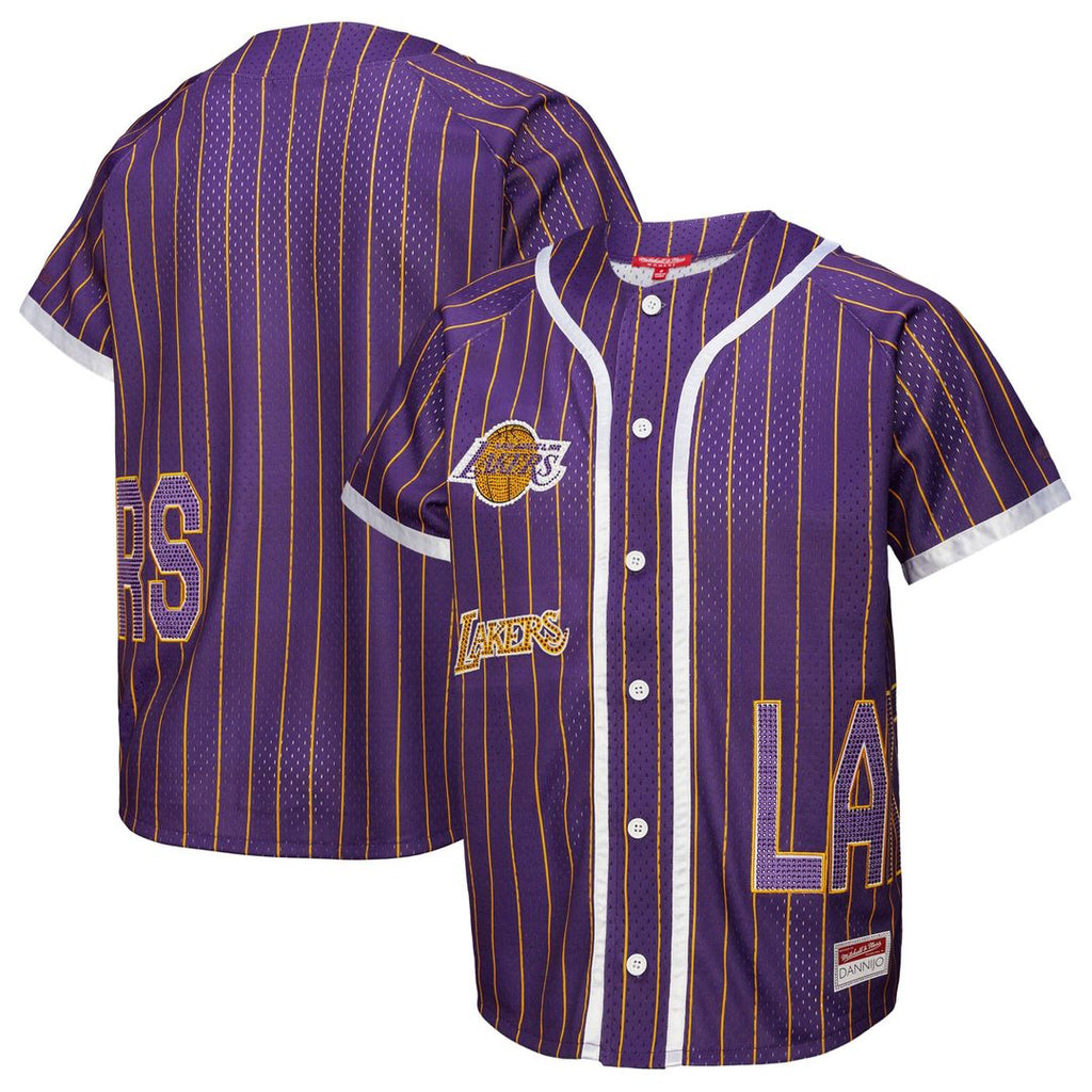 Los Angeles Lakers Mitchell & Ness x DANNIJO Women's Fashion Baseball Jersey - Purple