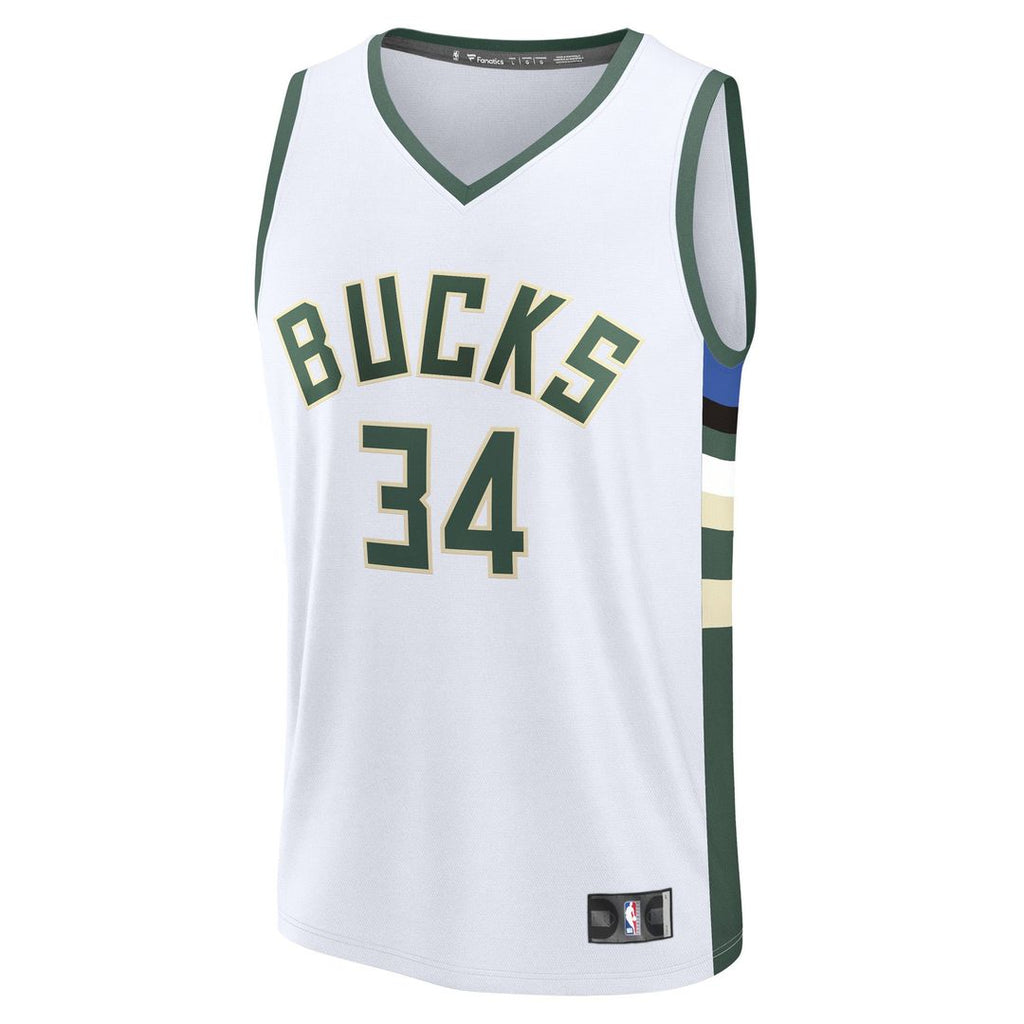 Milwaukee Bucks Giannis Antetokounmpo Fanatics Fast Break Replica Player Jersey - Association Edition - White