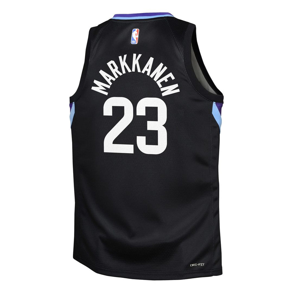 Utah Jazz Lauri Markkanen Jordan Brand Youth Swingman Jersey - Statement Edition - Black