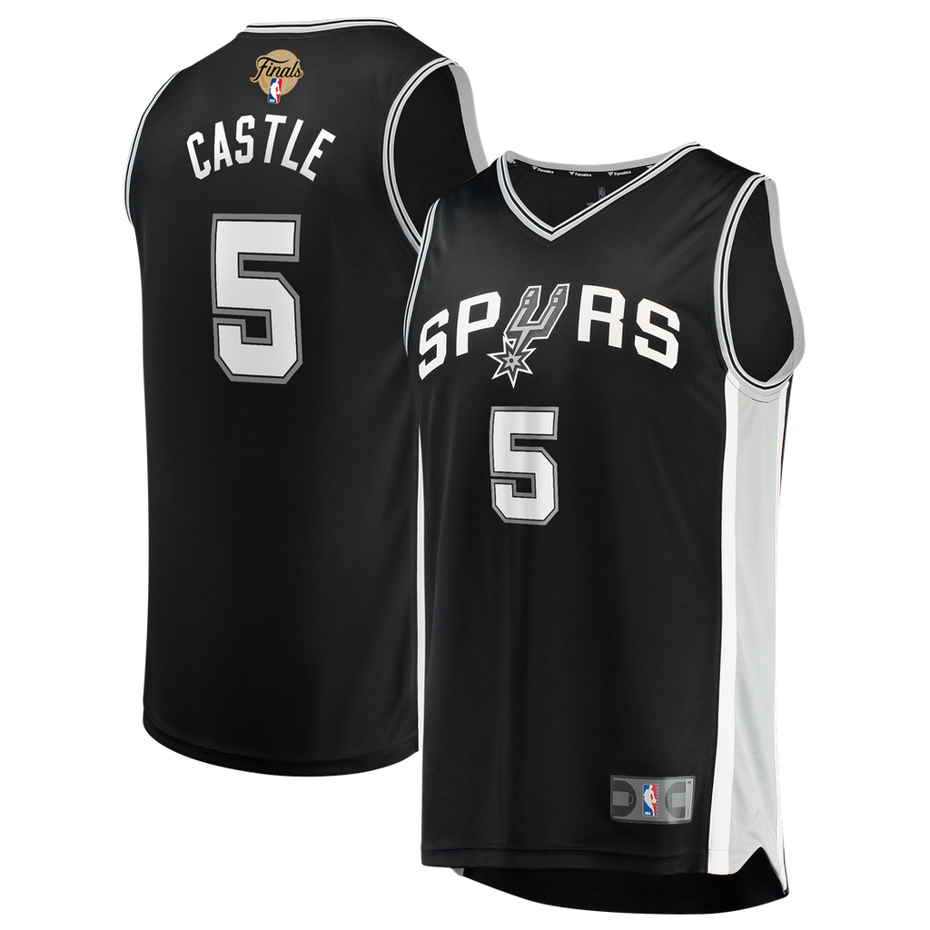 San Antonio Spurs Stephon Castle Fanatics 2026 NBA Finals Patch Fast Break Jersey - Icon Edition - Black