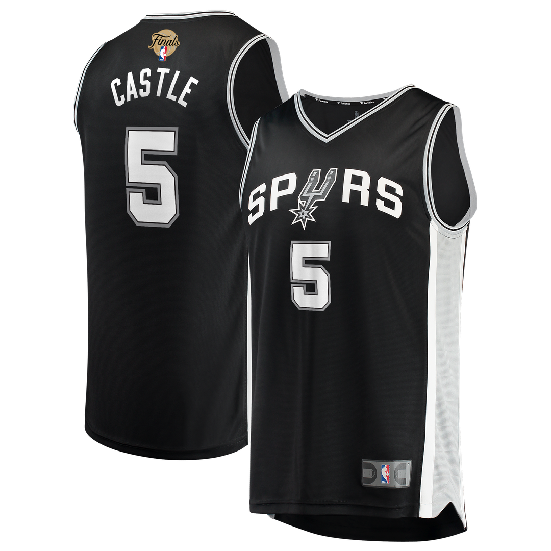 San Antonio Spurs Stephon Castle Fanatics 2026 NBA Finals Patch Fast Break Jersey - Icon Edition - Black