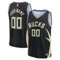 Milwaukee Bucks Fanatics Youth Fast Break Custom Replica Jersey - Black - Statement Edition