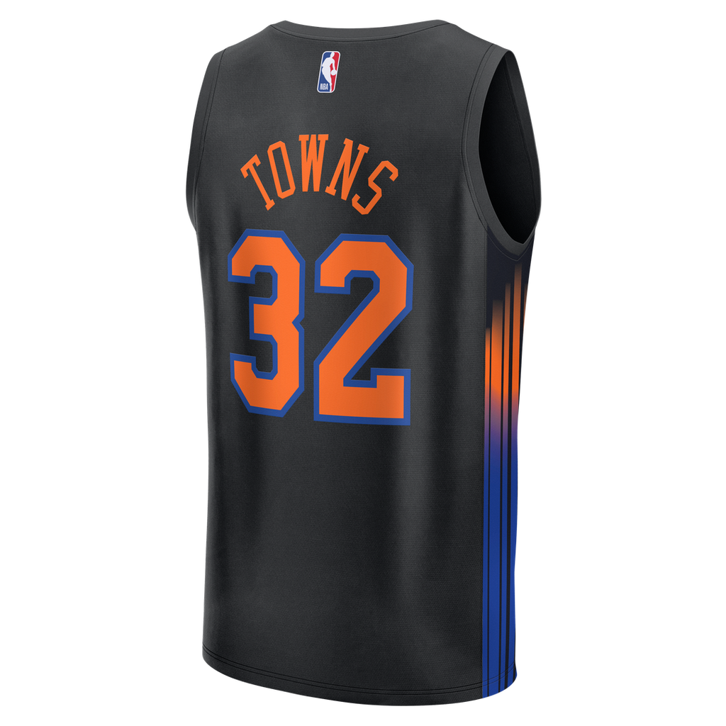 New York Knicks Karl - Anthony Towns Fanatics Youth Fast Break Jersey - Statement Edition - Black