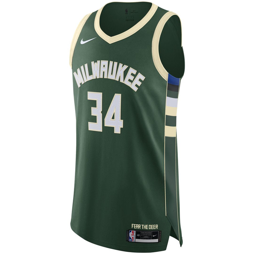 Milwaukee Bucks Giannis Antetokounmpo Nike Authentic Jersey - Icon Edition - Hunter Green