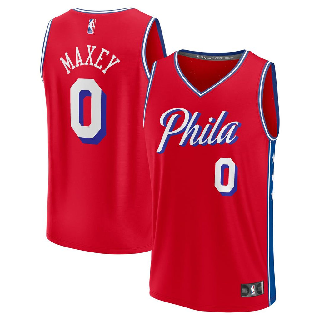 Philadelphia 76ers Tyrese Maxey Fanatics Fast Break Replica Player Jersey - Statement Edition - Red