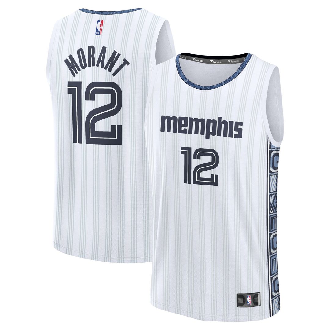 Memphis Grizzlies Ja Morant Fanatics Youth 2025/26 City Edition Fast Break Jersey - White