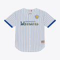 Golden State Warriors Mitchell & Ness Head Coach Pinstripe Mesh Full - Button Baseball Jersey - White