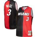 Miami Heat Dwyane Wade Mitchell & Ness Big & Tall Hardwood Classics 2005/06 Split Swingman Jersey - Black/Red
