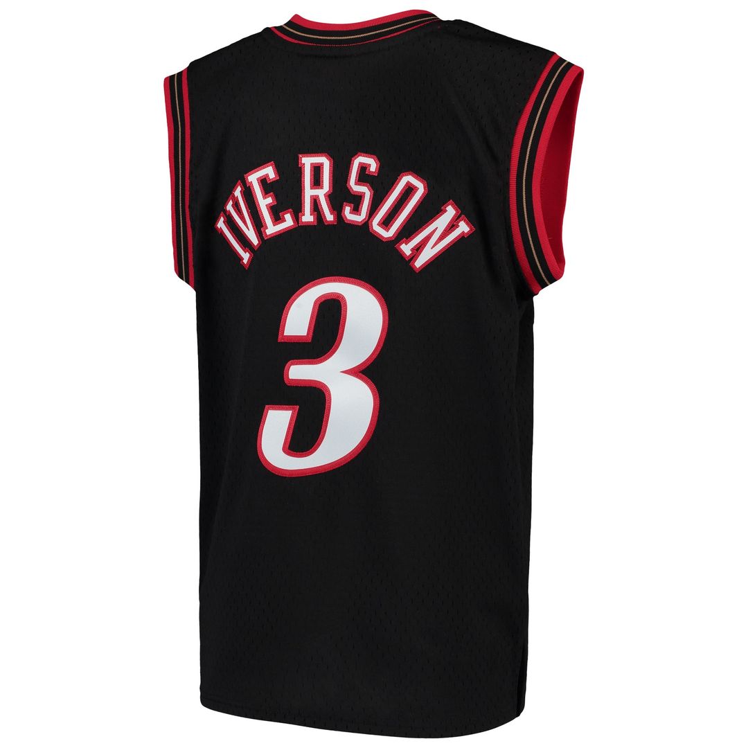 Philadelphia 76ers Allen Iverson Mitchell & Ness Youth Hardwood Classics Swingman Throwback Jersey - Black