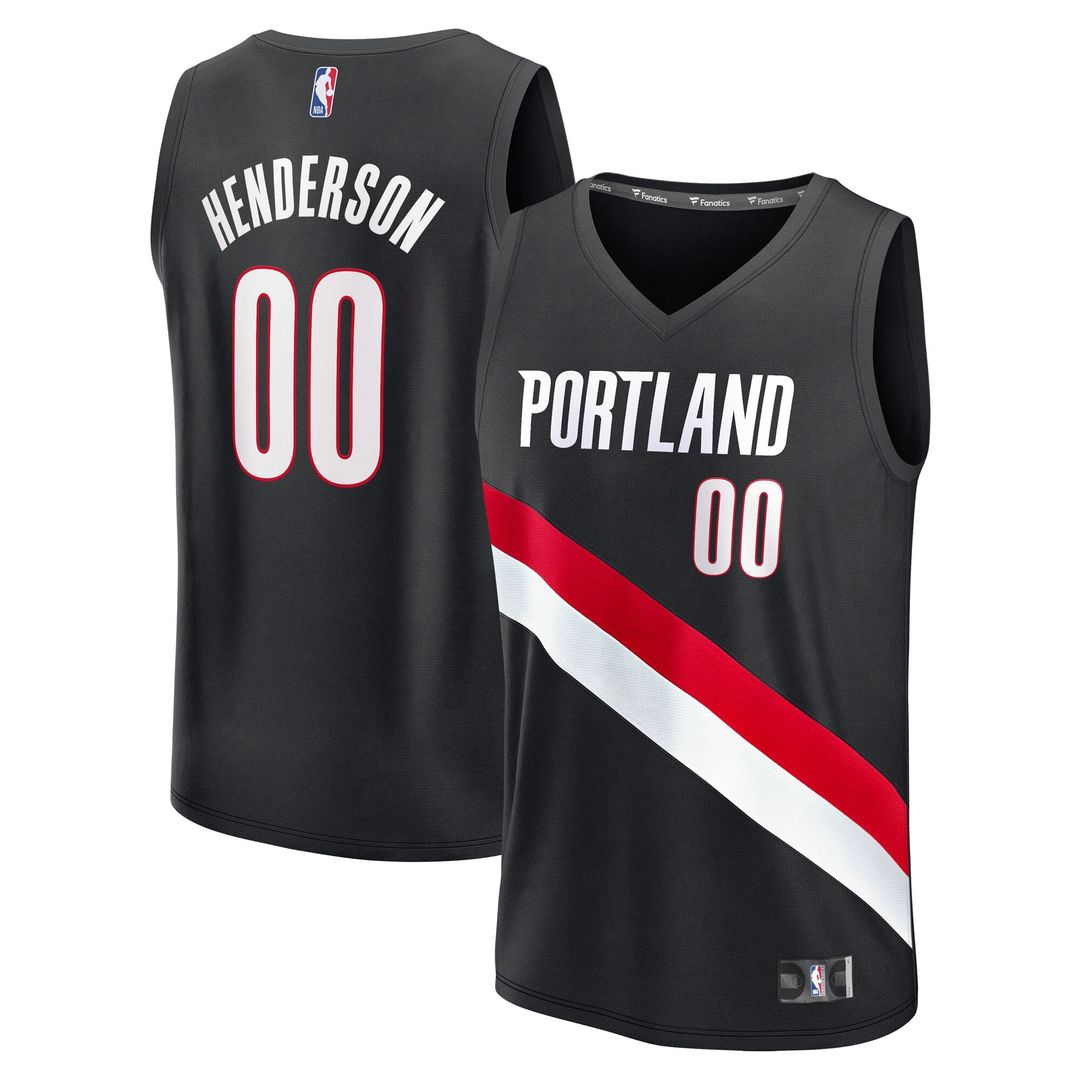 Portland Trail Blazers Scoot Henderson Fanatics Fast Break Replica Jersey - Icon Edition - Black