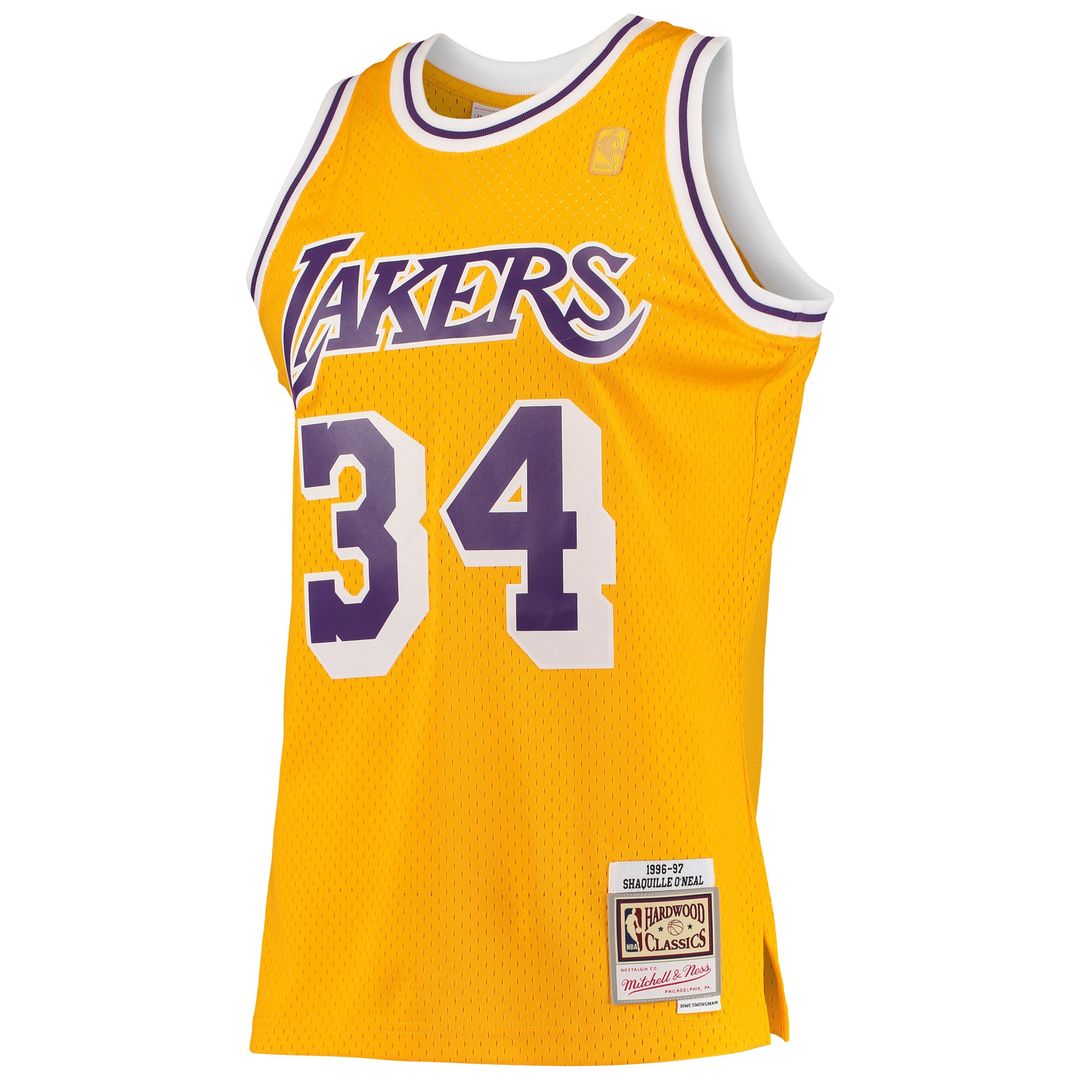 Los Angeles Lakers Shaquille O'Neal Mitchell & Ness 1996/97 Hardwood Classics Swingman Jersey - Gold