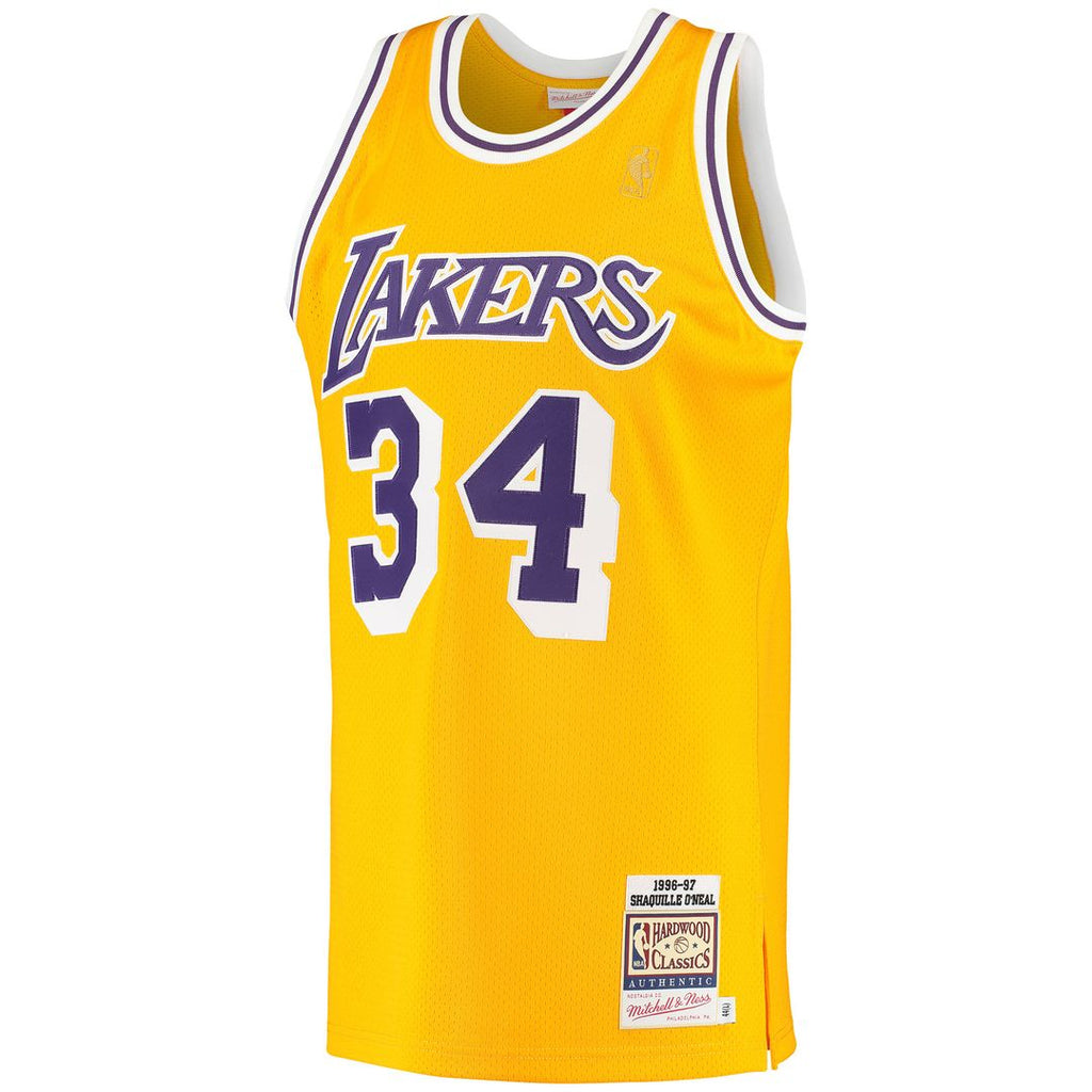 Los Angeles Lakers Shaquille O'Neal Mitchell & Ness 1996/97 Hardwood Classics Authentic Jersey - Gold