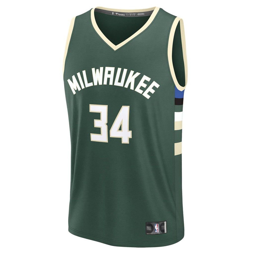 Milwaukee Bucks Giannis Antetokounmpo Fanatics Fast Break Replica Player Jersey - Icon Edition - Hunter Green