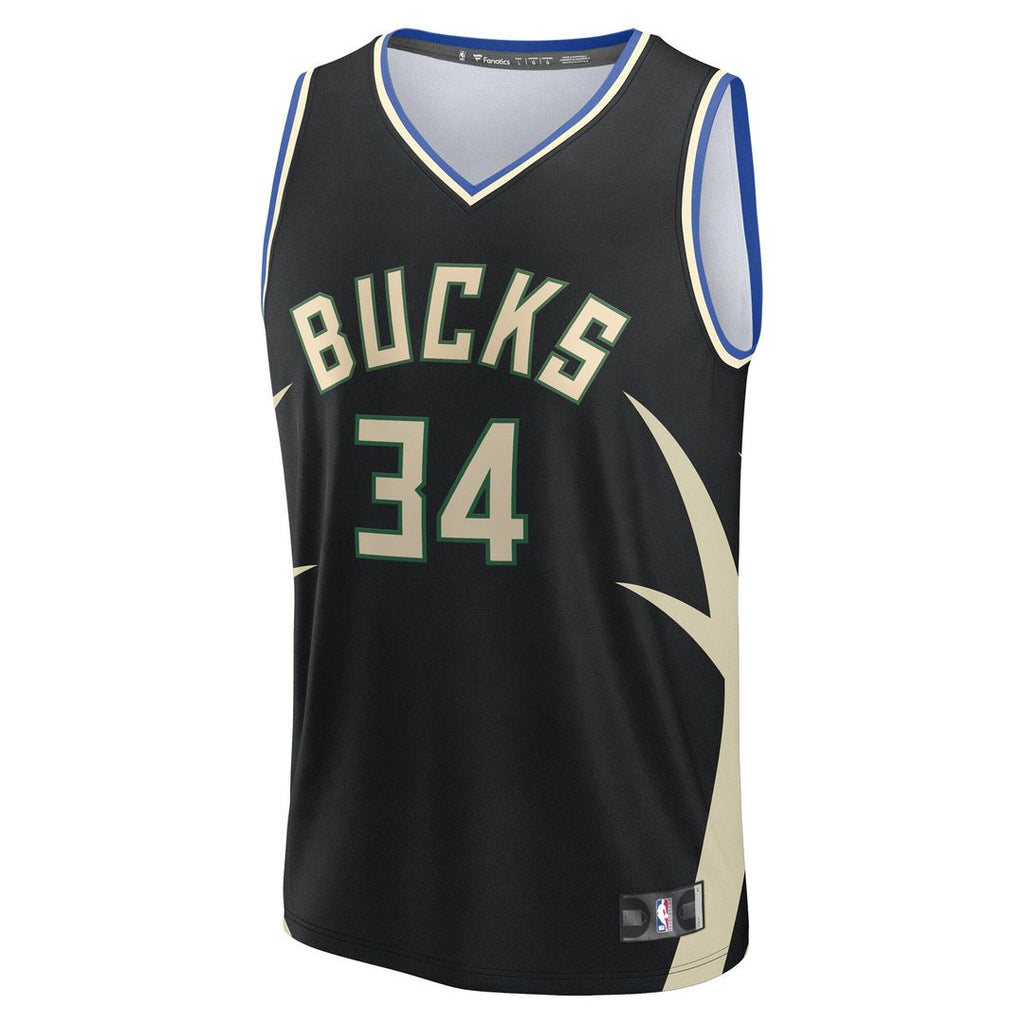 Milwaukee Bucks Giannis Antetokounmpo Fanatics Youth Fast Break Replica Player Jersey - Statement Edition - Black