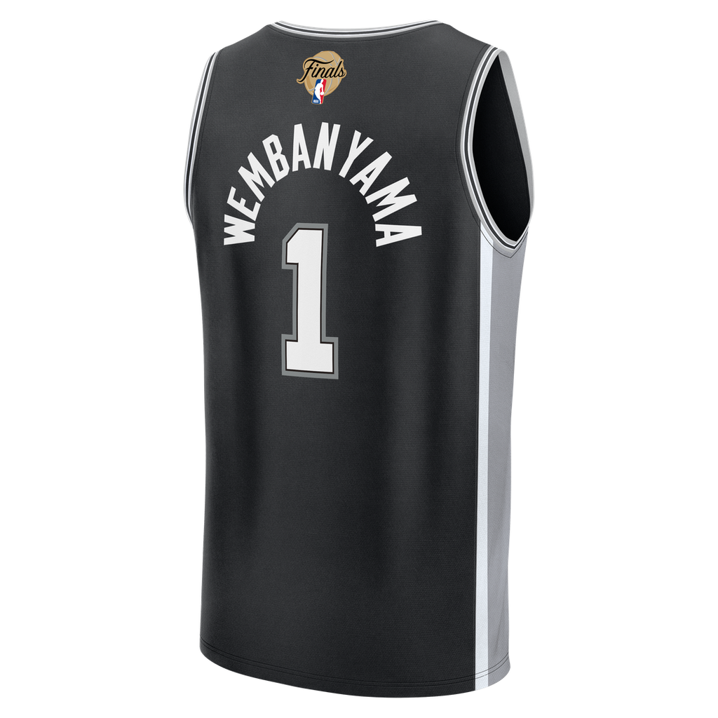 San Antonio Spurs Victor Wembanyama Fanatics Youth 2026 NBA Finals Patch Fast Break Replica Jersey - Black - Icon Edition