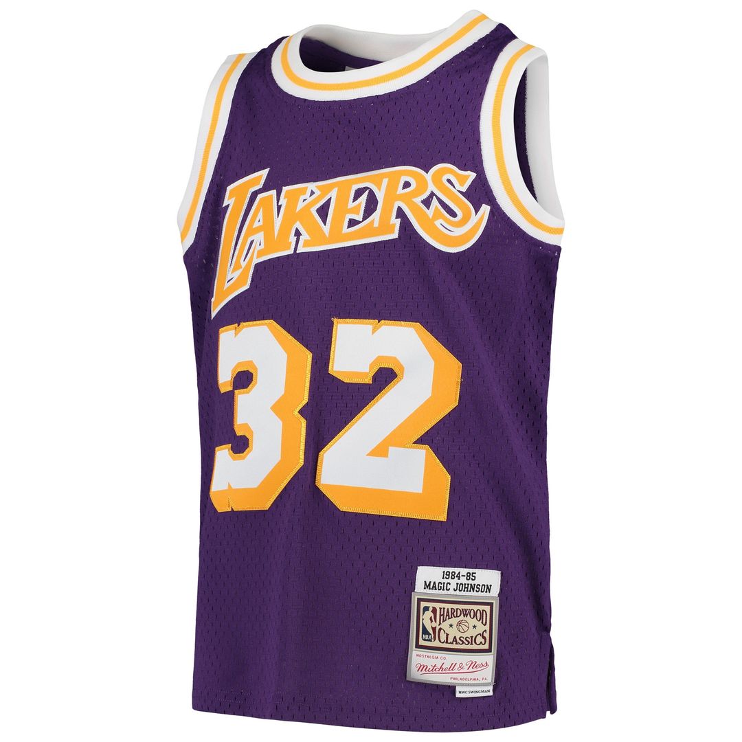 Los Angeles Lakers Magic Johnson Mitchell & Ness Youth 1984 - 85 Hardwood Classics Swingman Throwback Jersey - Purple