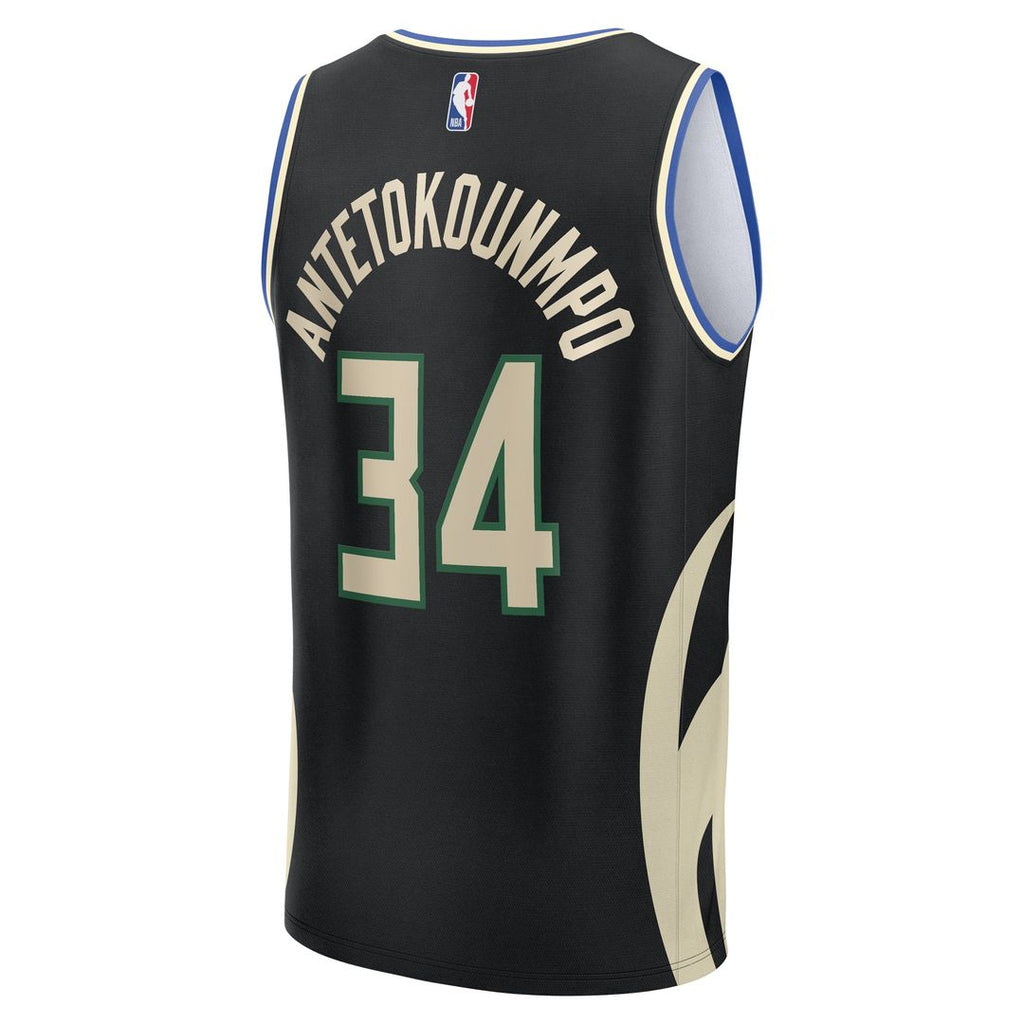 Milwaukee Bucks Giannis Antetokounmpo Fanatics Youth Fast Break Replica Player Jersey - Statement Edition - Black
