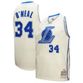 Los Angeles Lakers Shaquille O'Neal Mitchell & Ness Chainstitch Swingman Jersey - Cream
