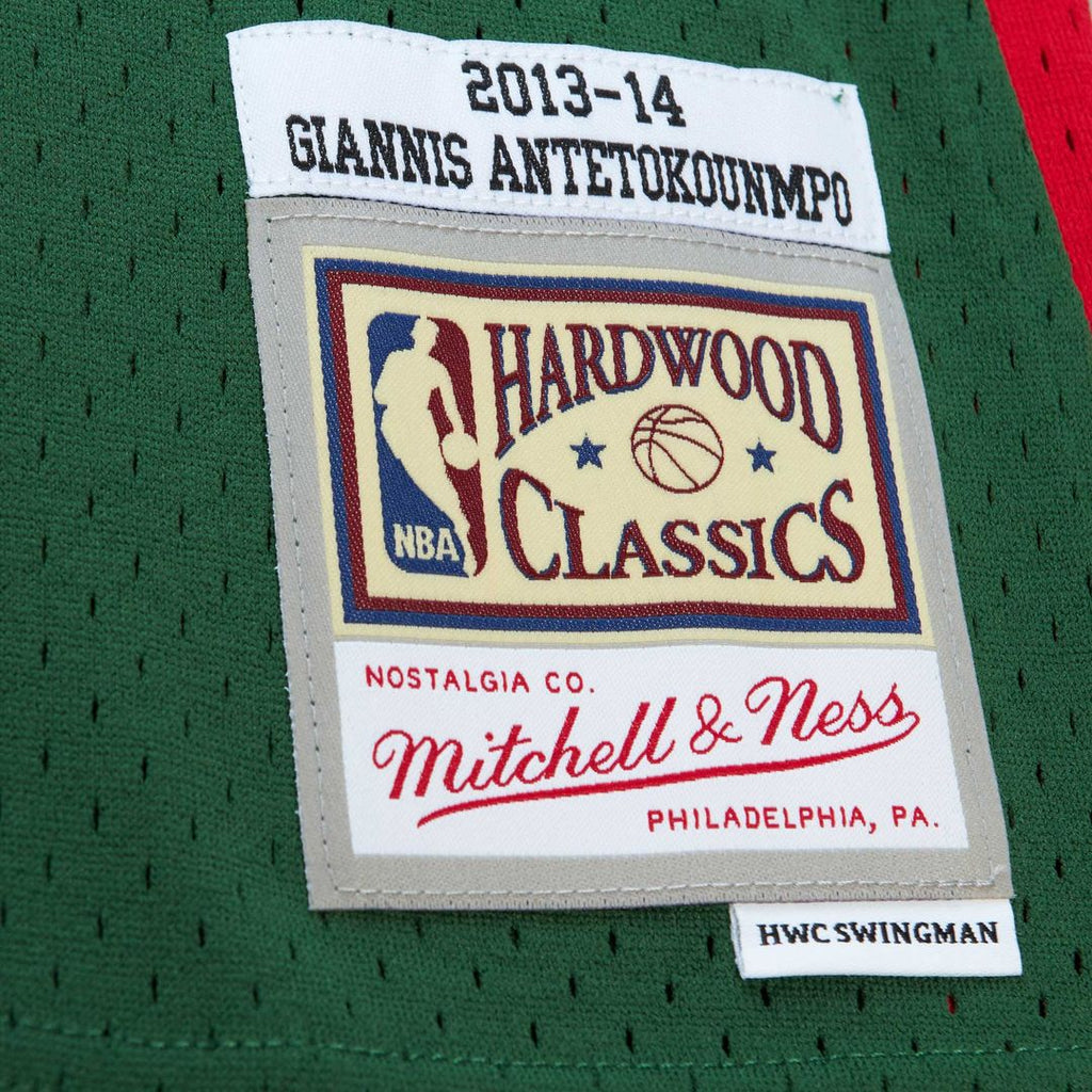 Milwaukee Bucks Giannis Antetokounmpo Mitchell & Ness 2013/14 Hardwood Classics Swingman Jersey - Hunter Green