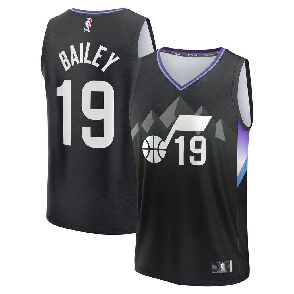 Utah Jazz Ace Bailey Fanatics Youth 2025 NBA Draft First Round Pick Fast Break Replica Jersey - Statement Edition - Black