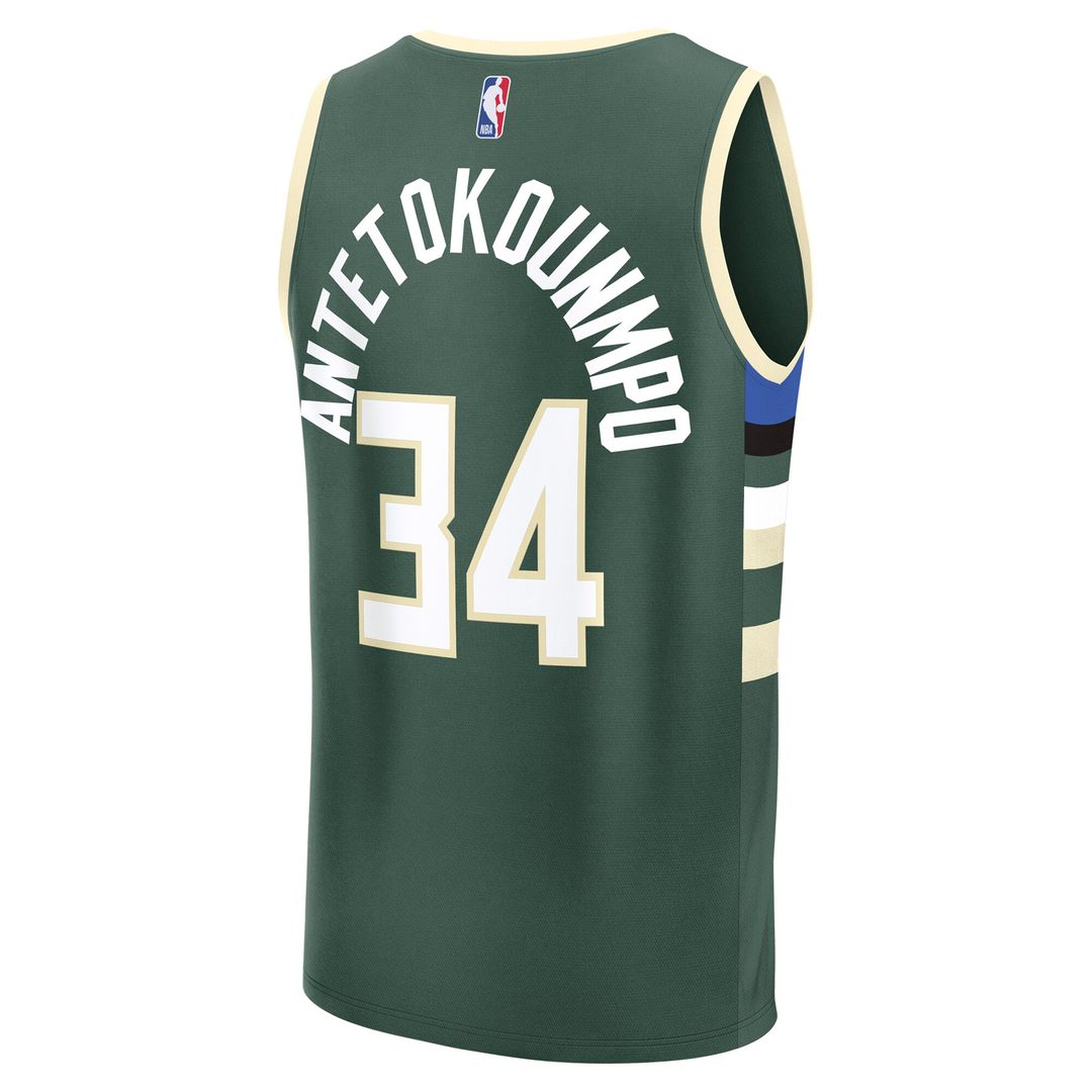 Milwaukee Bucks Giannis Antetokounmpo Fanatics Youth Fast Break Replica Player Jersey - Icon Edition - Hunter Green