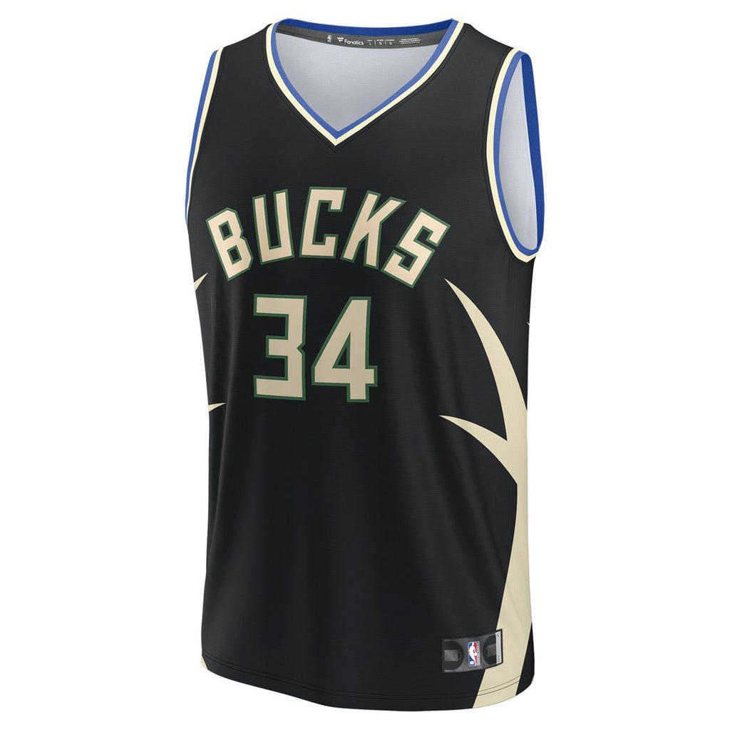 Milwaukee Bucks Giannis Antetokounmpo Fanatics Youth Fast Break Replica Player Jersey - Statement Edition - Black
