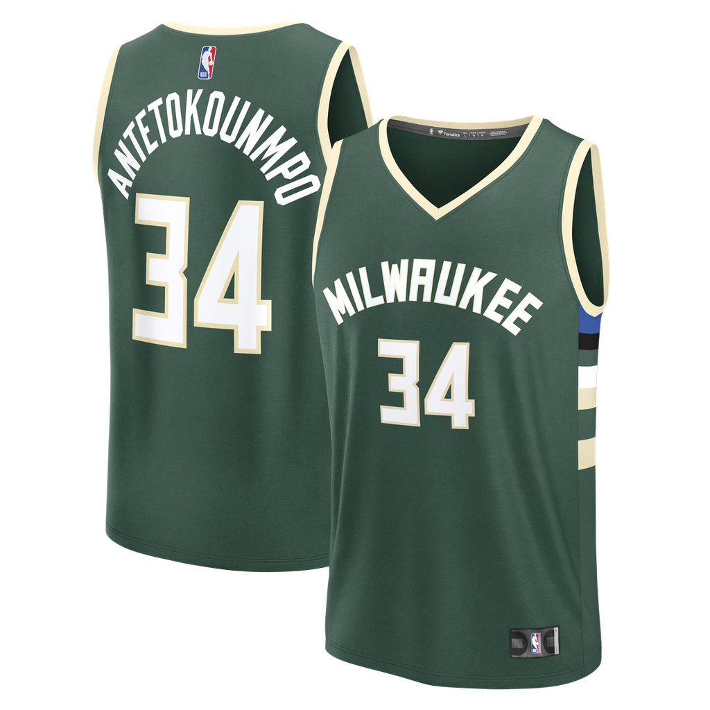 Milwaukee Bucks Giannis Antetokounmpo Fanatics Youth Fast Break Replica Player Jersey - Icon Edition - Hunter Green