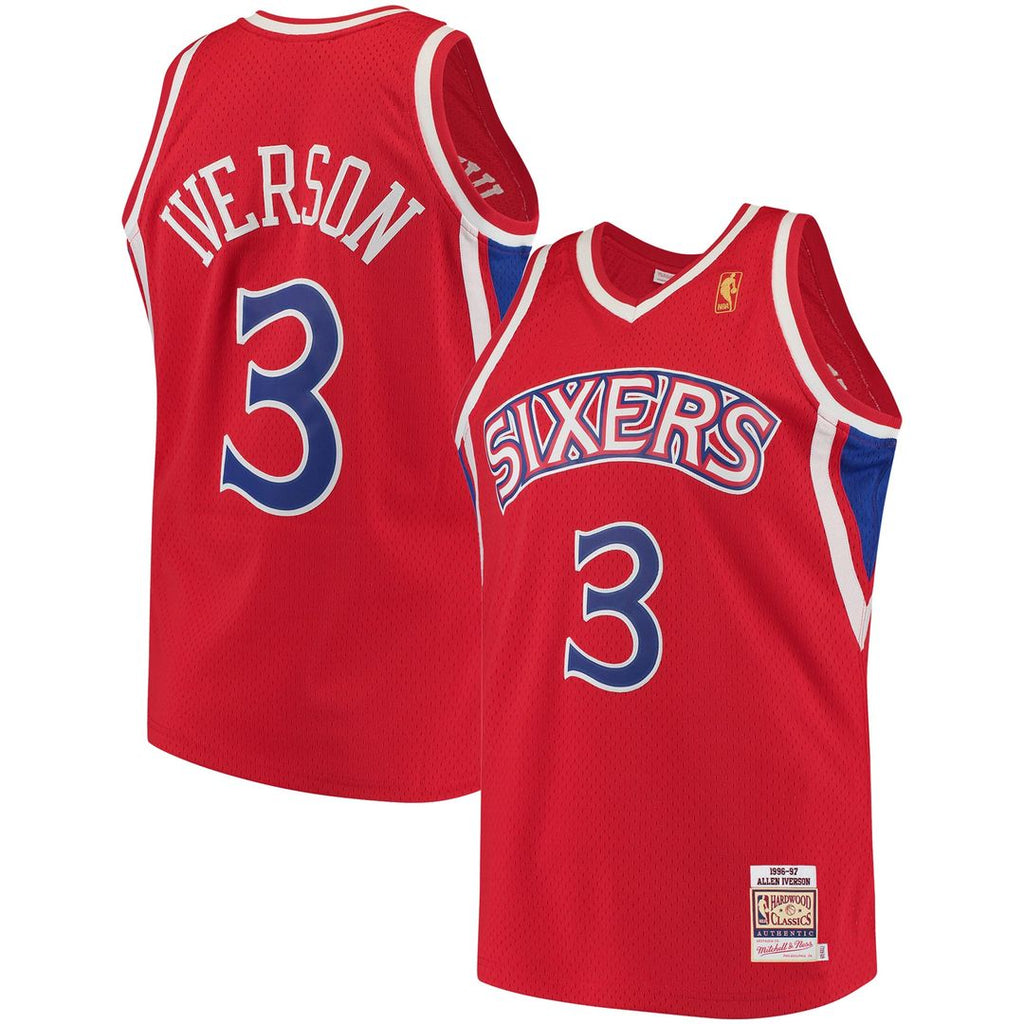 Philadelphia 76ers Allen Iverson Mitchell & Ness 1996/97 Hardwood Classics Authentic Jersey - Red