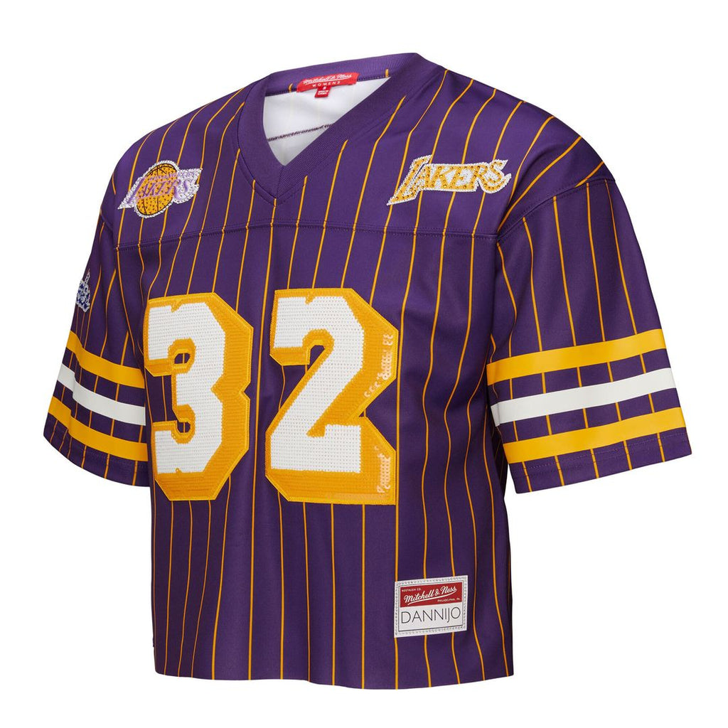 Los Angeles Lakers Magic Johnson Mitchell & Ness x DANNIJO Women's Cropped Football Fashion Jersey - Purple