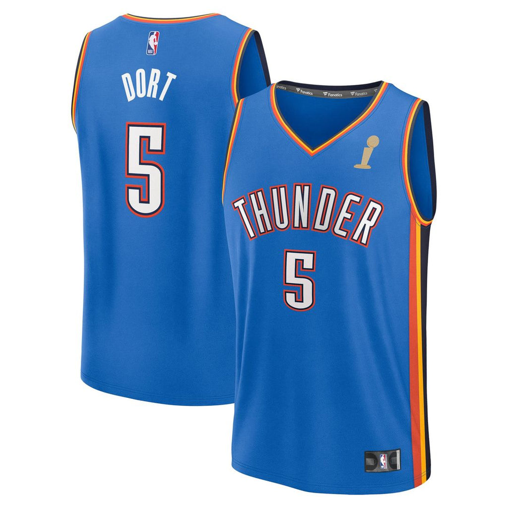 Oklahoma City Thunder Luguentz Dort Fanatics Youth 2025 NBA Finals Champions Fast Break Replica Player Jersey - Blue - Icon Edition
