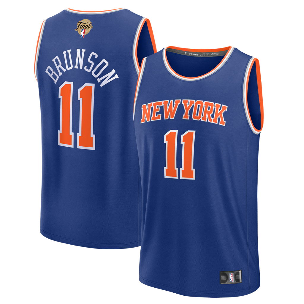 New York Knicks Jalen Brunson Fanatics Youth 2026 NBA Finals Patch Fast Break Jersey - Blue - Icon Edition