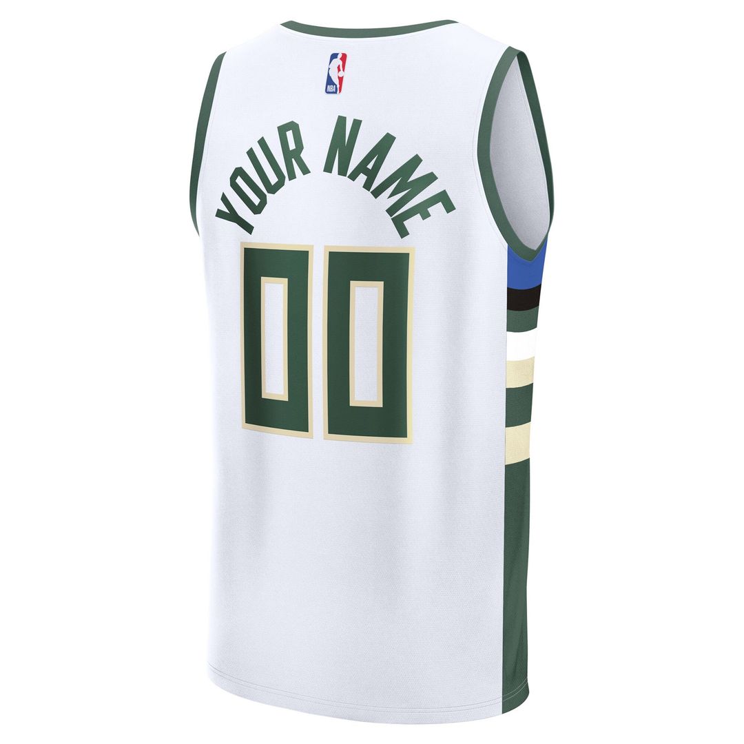 Milwaukee Bucks Fanatics Youth Fast Break Custom Replica Jersey - Black - Statement Edition