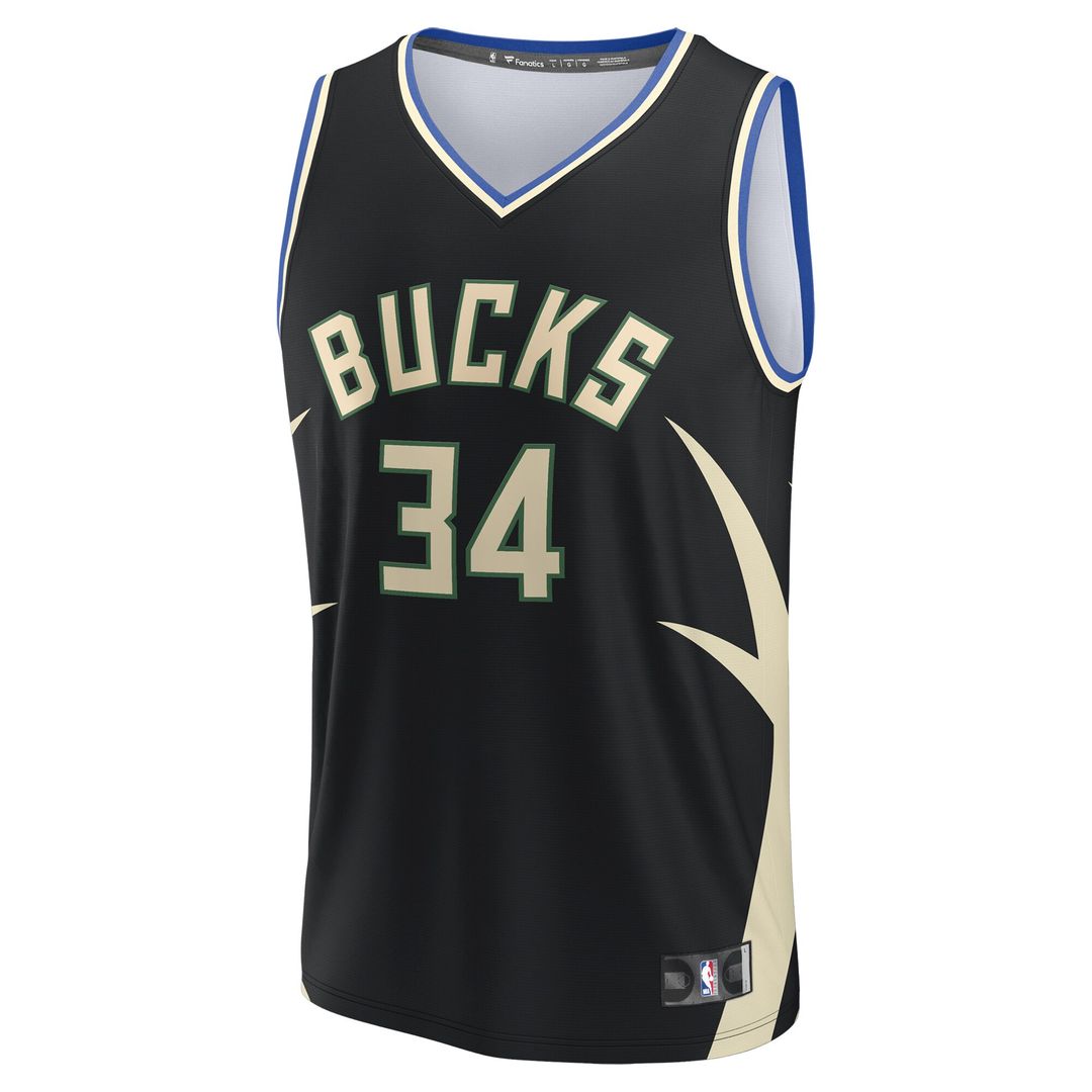 Milwaukee Bucks Giannis Antetokounmpo Fanatics Fast Break Replica Player Jersey - Statement Edition - Black