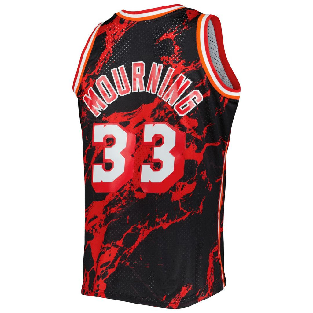 Miami Heat Alonzo Mourning Mitchell & Ness 1996/97 Hardwood Classics Marble Swingman Jersey - Black