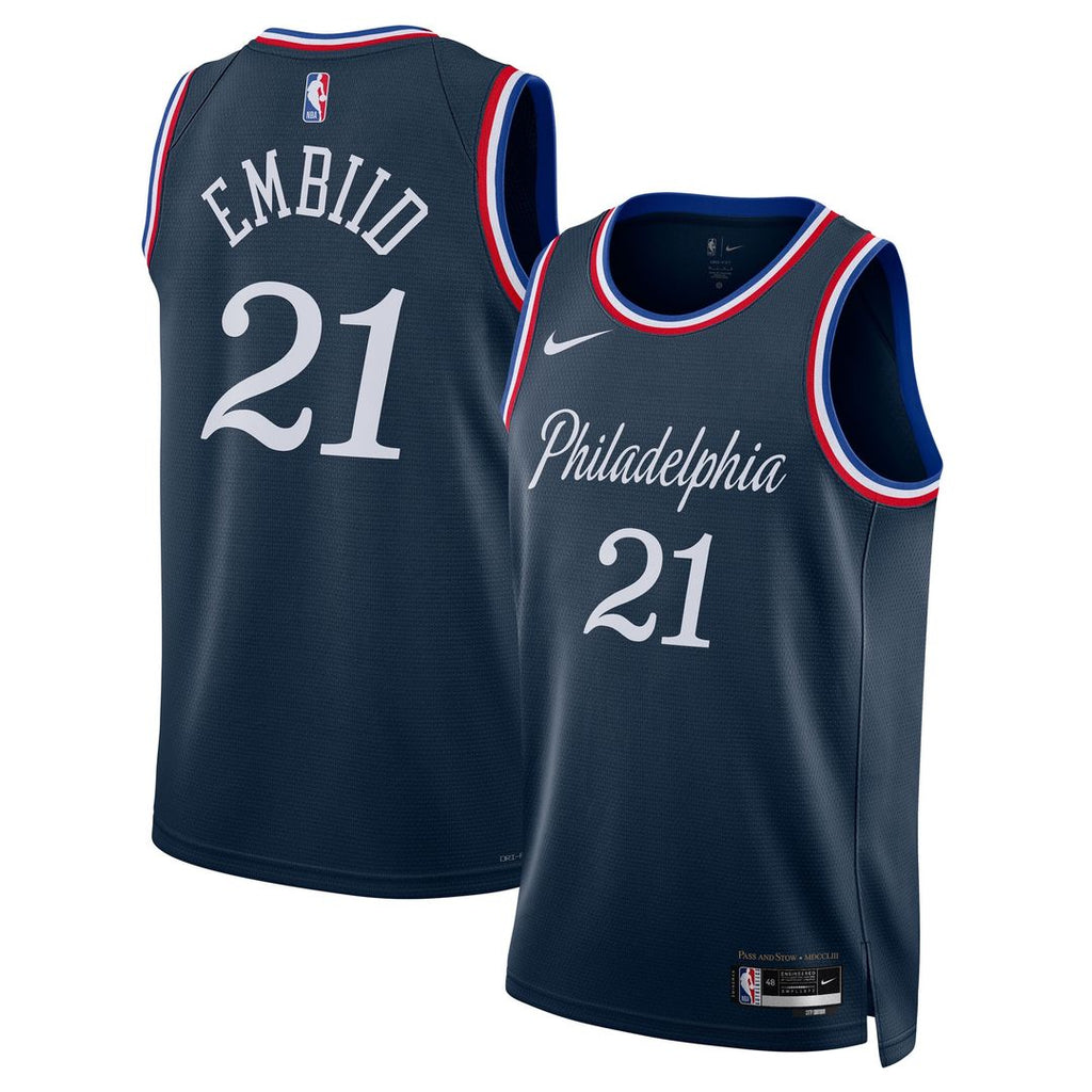 Philadelphia 76ers Joel Embiid Nike Unisex 2025/26 Swingman Jersey - Navy - City Edition