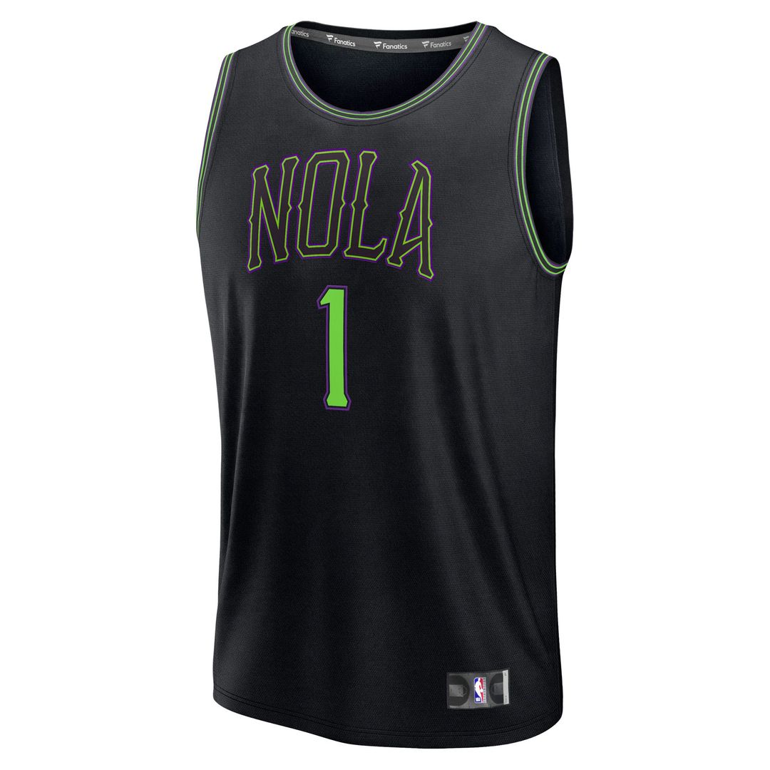 New Orleans Pelicans Zion Williamson Fanatics 2025/26 City Edition Fast Break Jersey - Black
